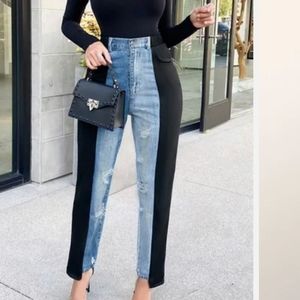 *Brand New* Super Chic High Rise Mixed Media Jeans